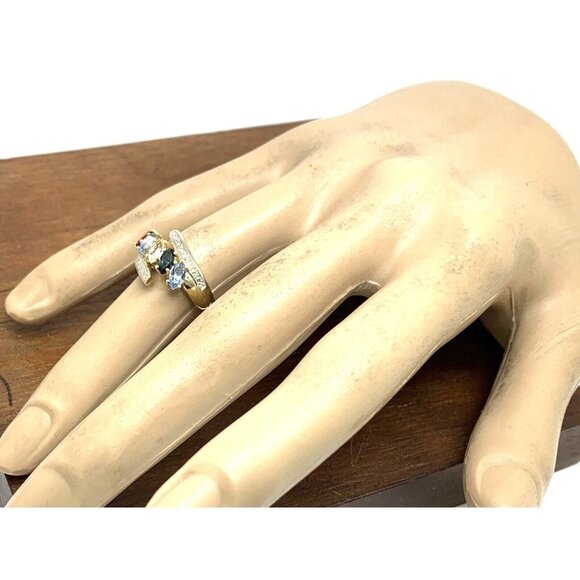 Cocktail Ring 10k Yellow Gold Multi Colored Stones Women's Jewelry Size 6 - Picture 14 of 14